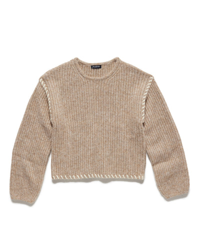 LUANA BLANKET-STITCH CROPPED SWEATER