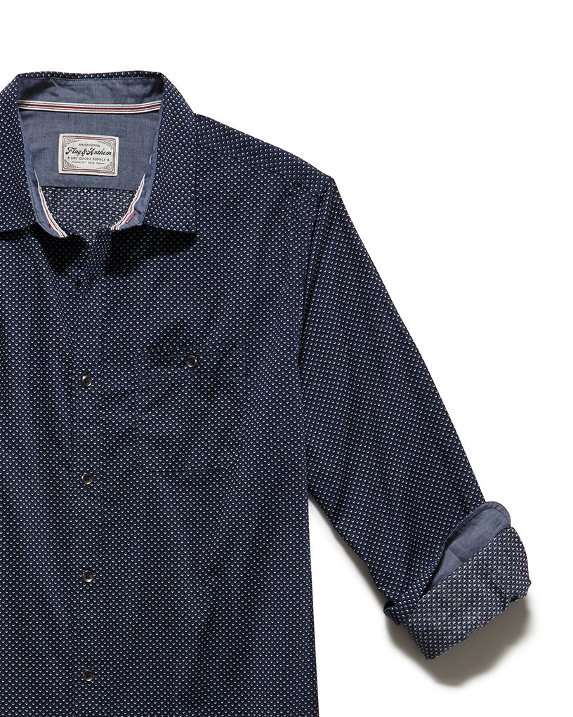 WOODWORTH DOT PRINT POPLIN SHIRT
