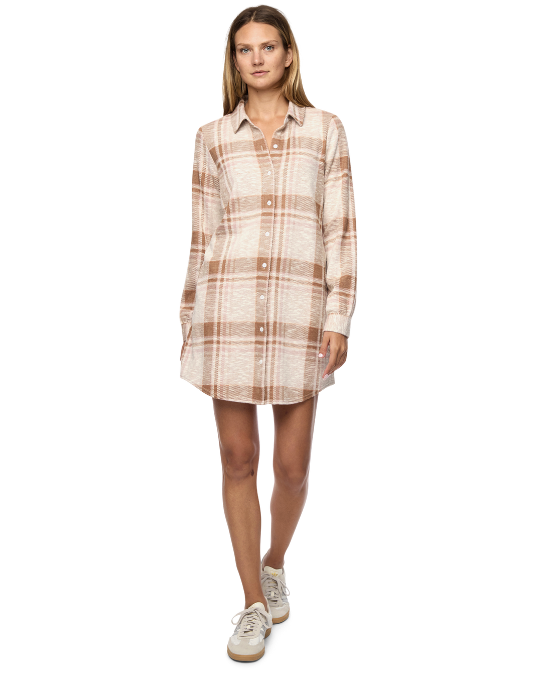 HERO STRETCH FLANNEL MINI DRESS