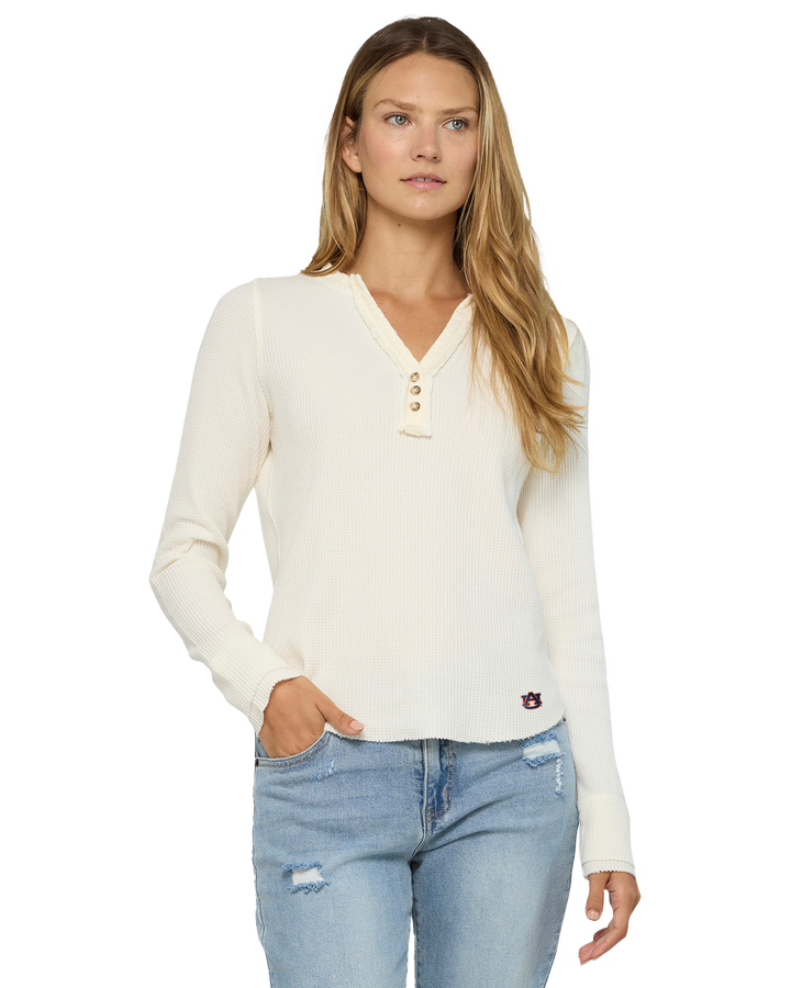 AUBURN REARDAN WAFFLE KNIT HENLEY