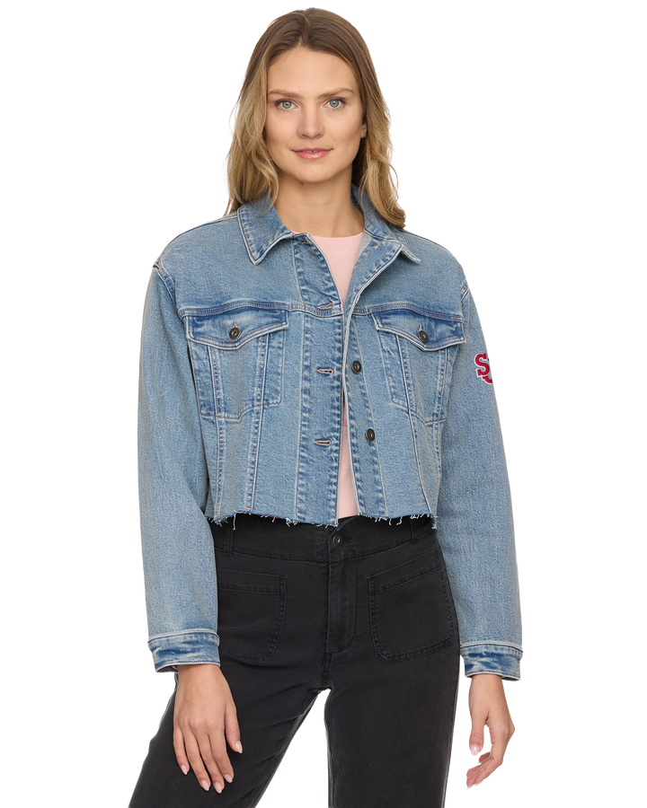 ST. JOHN'S SIDNEY CROPPED DENIM JACKET
