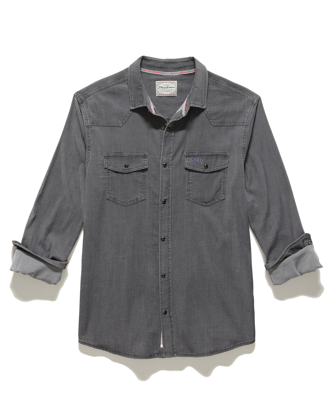 TCU SACRAMENTO STRETCH CHAMBRAY WESTERN SHIRT