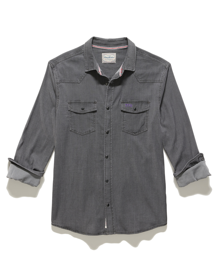 TCU SACRAMENTO STRETCH CHAMBRAY WESTERN SHIRT