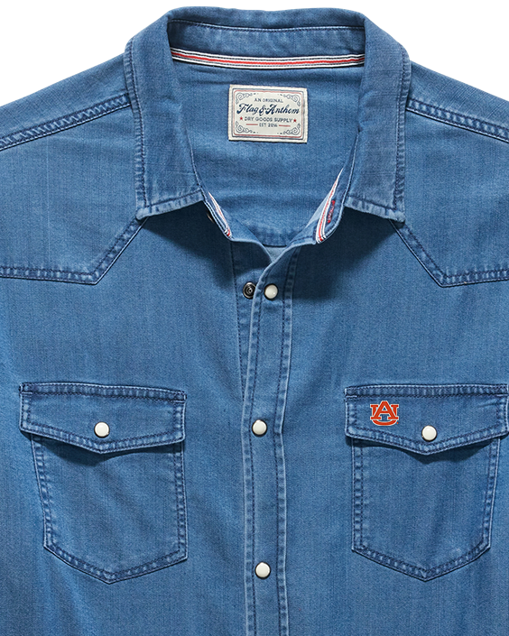AUBURN SACRAMENTO STRETCH CHAMBRAY WESTERN SHIRT