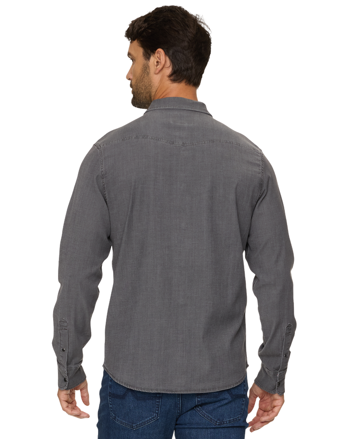 TCU SACRAMENTO STRETCH CHAMBRAY WESTERN SHIRT