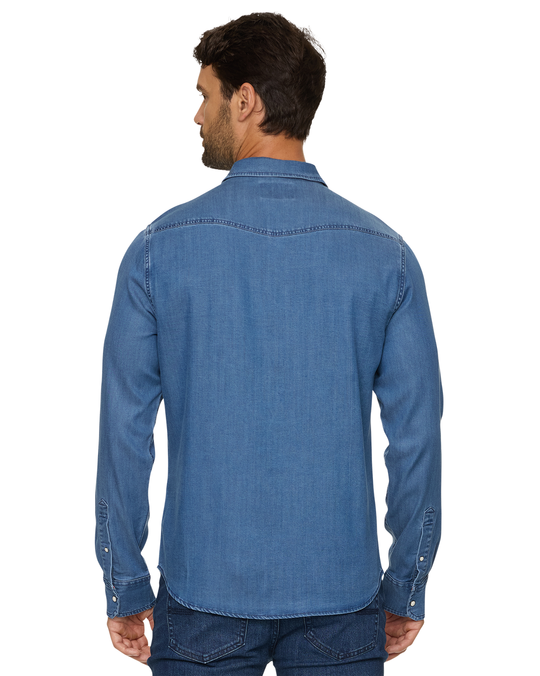 AUBURN SACRAMENTO STRETCH CHAMBRAY WESTERN SHIRT