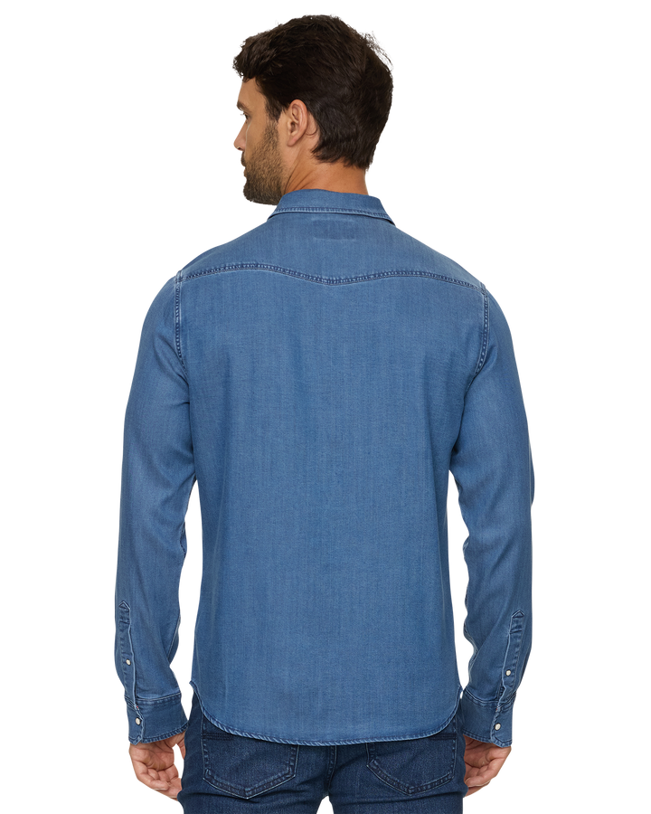 AUBURN SACRAMENTO STRETCH CHAMBRAY WESTERN SHIRT