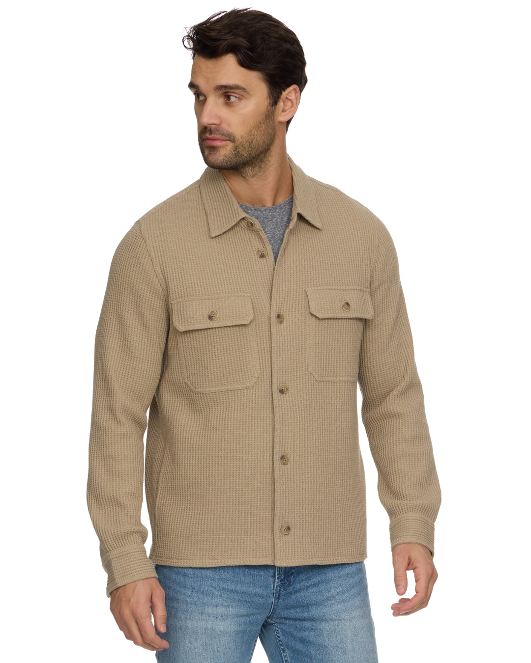 ELMORE WAFFLE-KNIT SHIRT JACKET