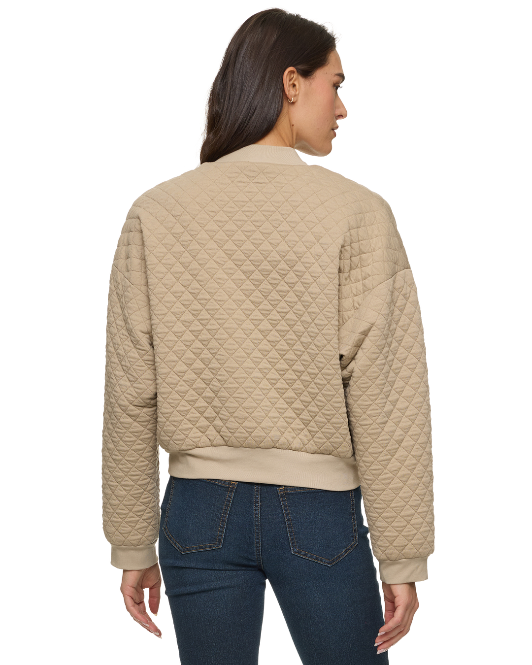 HALLIE QUILTED KNIT BOMBER JACKET