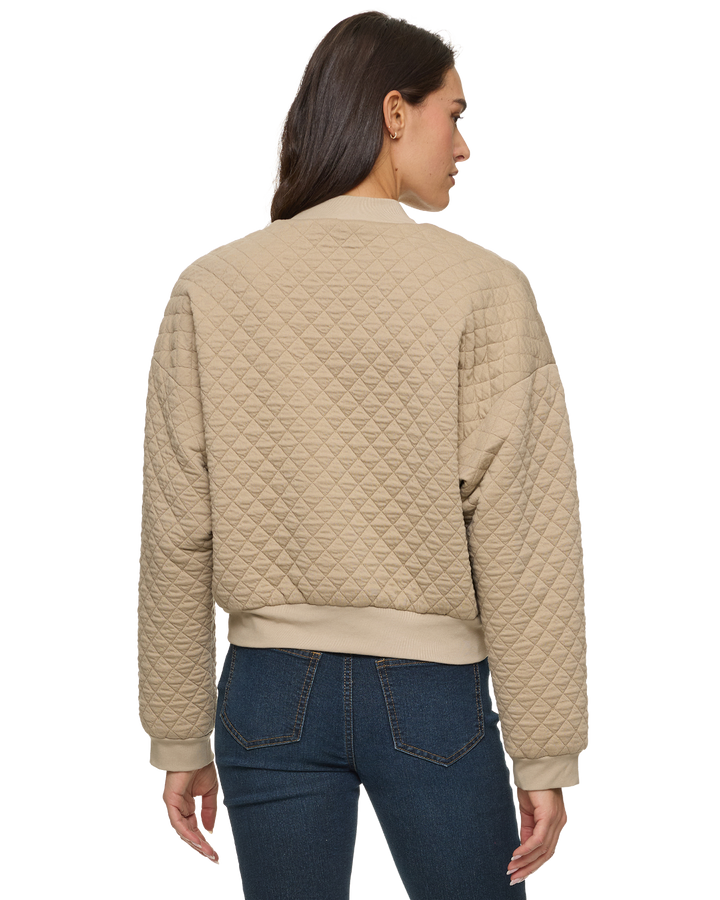 HALLIE QUILTED KNIT BOMBER JACKET
