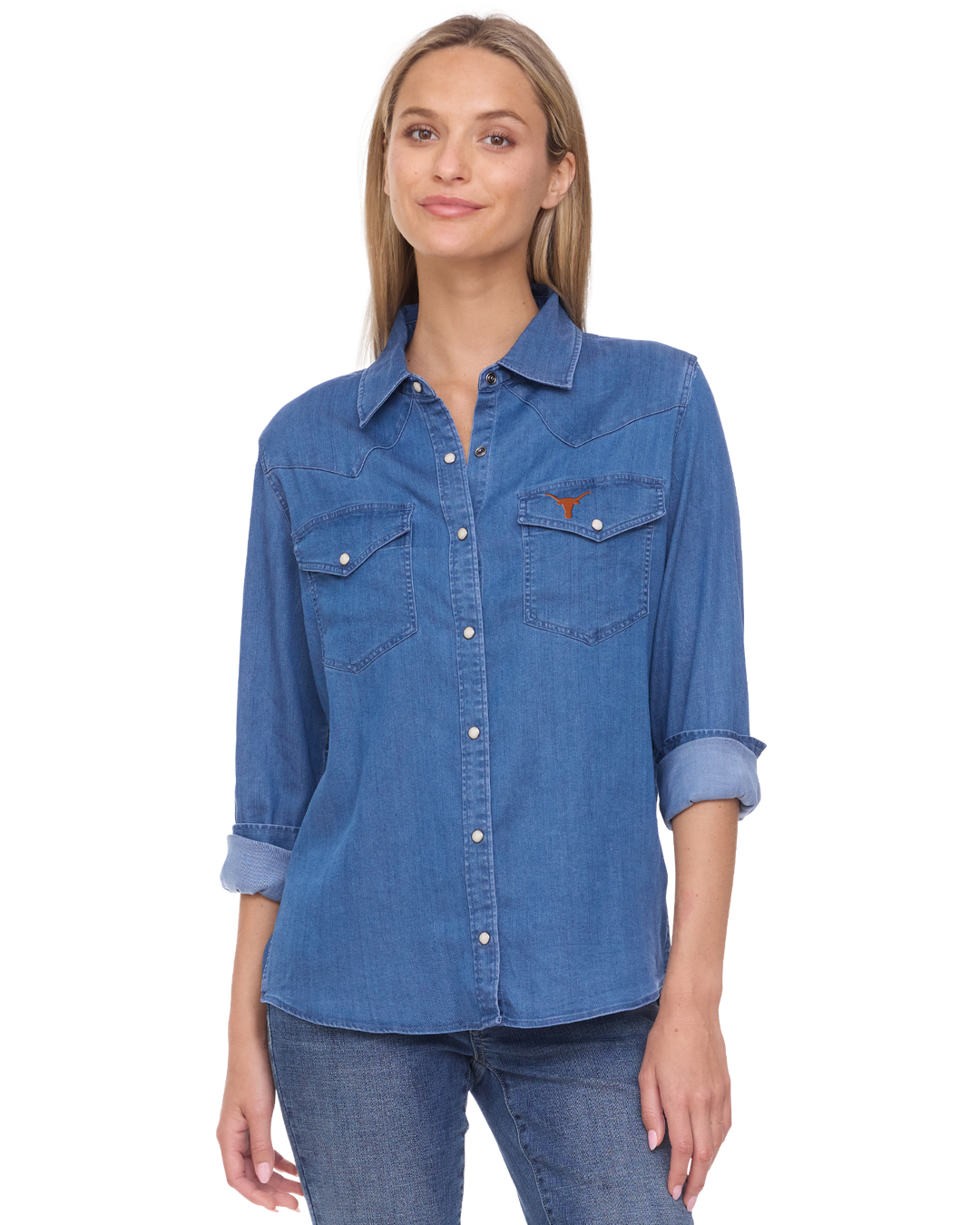 TEXAS MAGNOLIA WESTERN STRETCH CHAMBRAY SHIRT