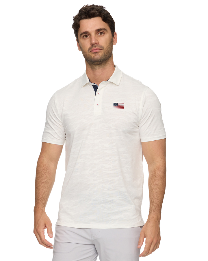 ARCADIA FLAG CAMO PERFORMANCE POLO