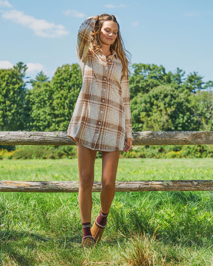 HERO STRETCH FLANNEL MINI DRESS