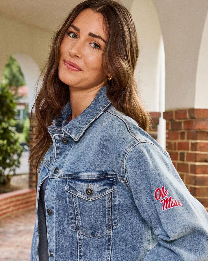 OLE MISS SIDNEY CROPPED DENIM JACKET