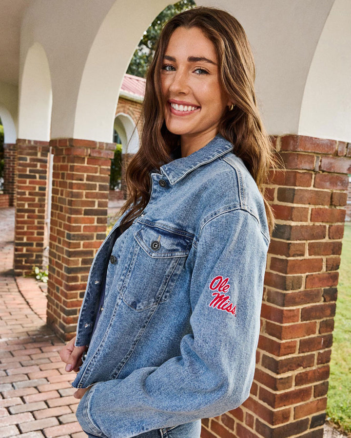 OLE MISS SIDNEY CROPPED DENIM JACKET