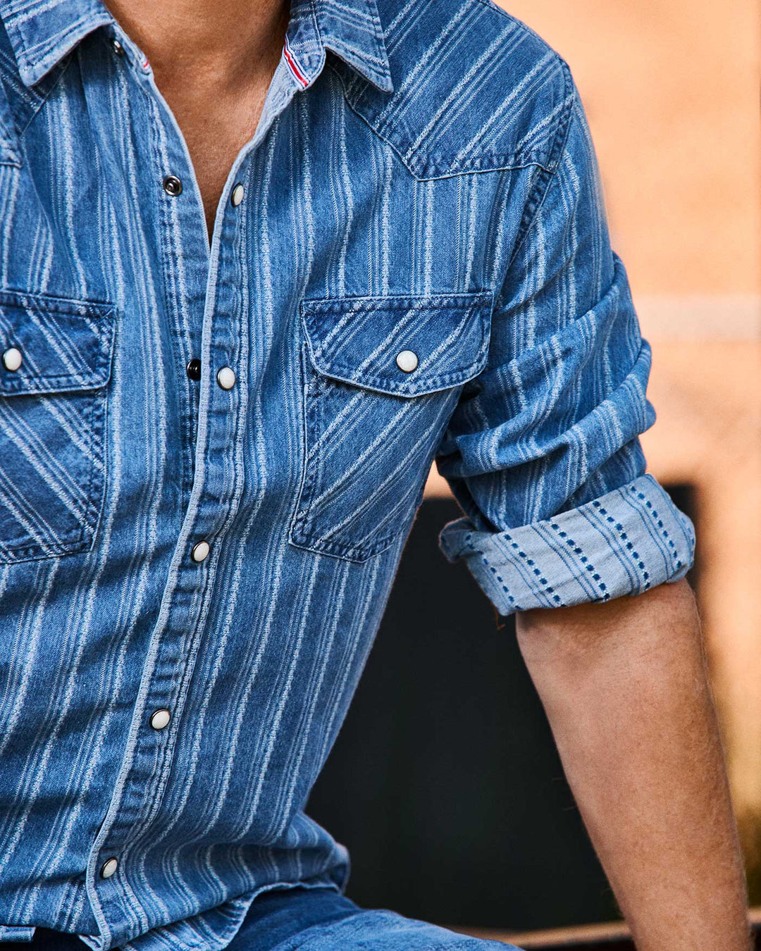 DESERT SON LINEVILLE TEXTURED STRIPE WESTERN SHIRT
