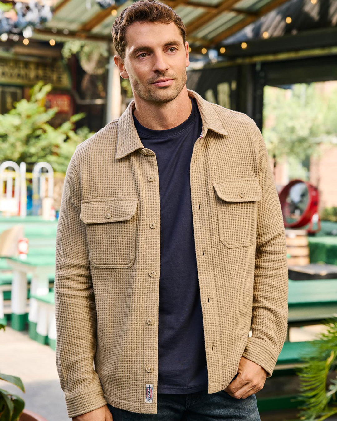 ELMORE WAFFLE-KNIT SHIRT JACKET