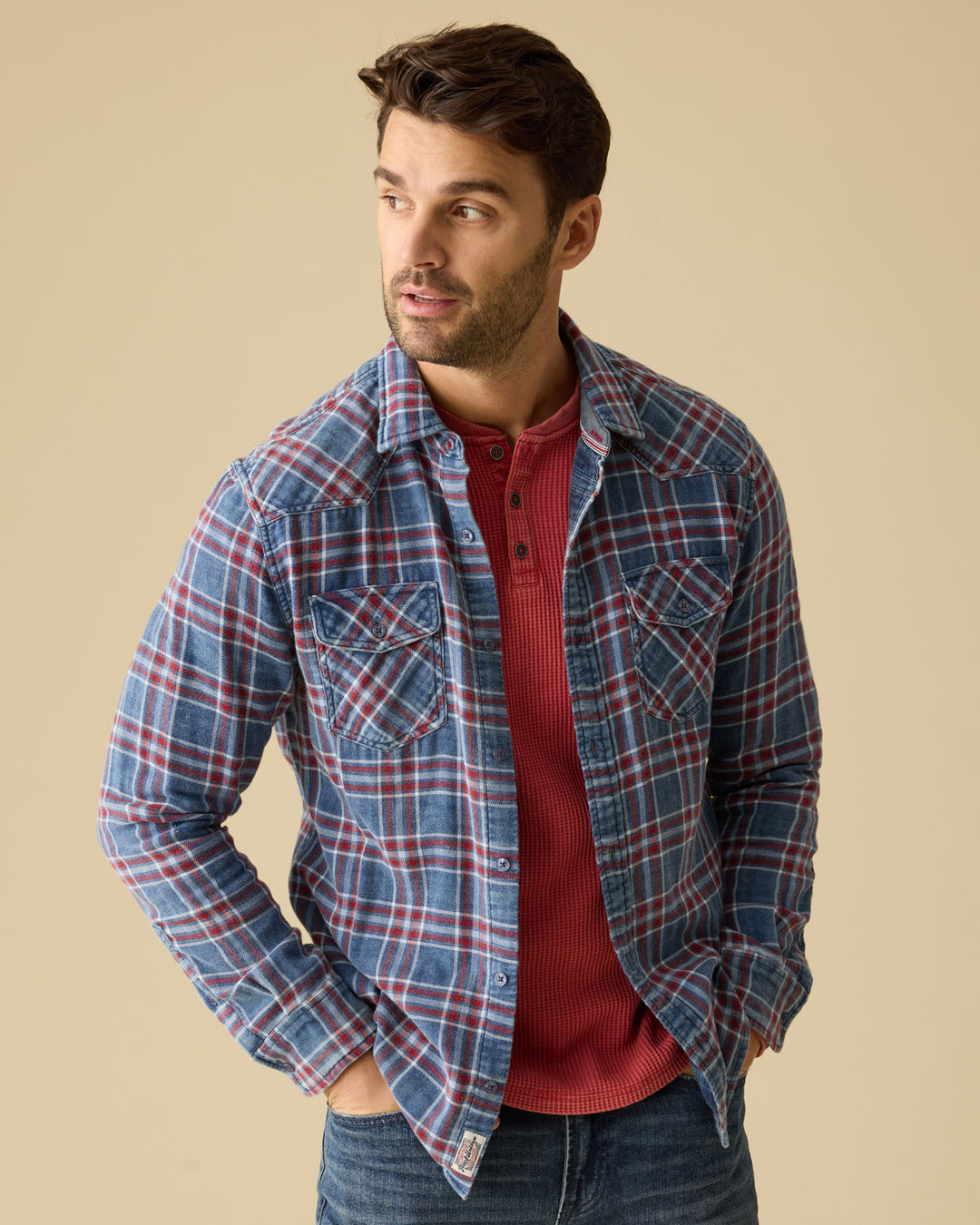VINTAGE SOFT WAFFLE HENLEY