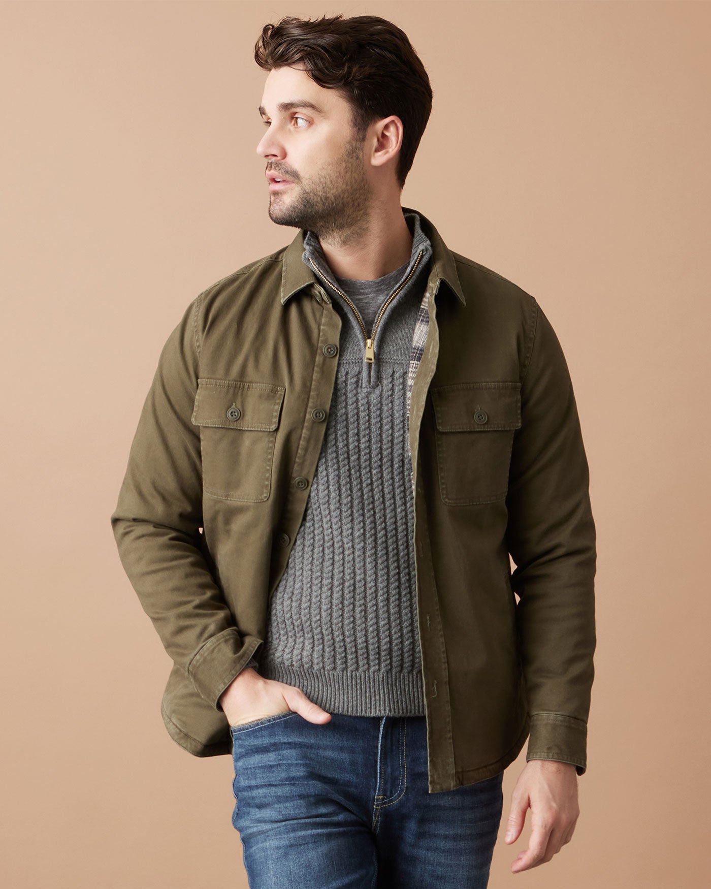 WOODLAND MERINO WOOL 1 4 ZIP SWEATER Flag Anthem