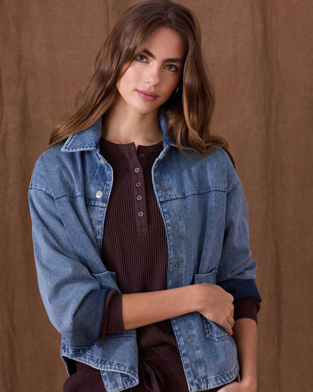 ROSLYN STRETCH DENIM SHIRT JACKET