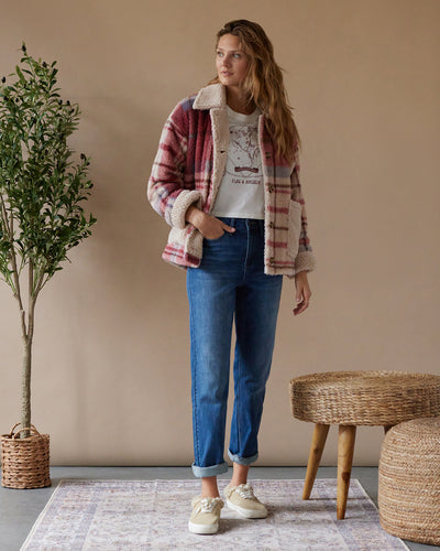 OAKLYN PLAID SHERPA SHIRT JACKET