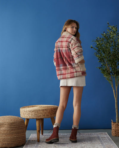 OAKLYN PLAID SHERPA SHIRT JACKET