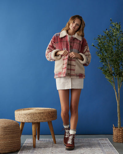 OAKLYN PLAID SHERPA SHIRT JACKET