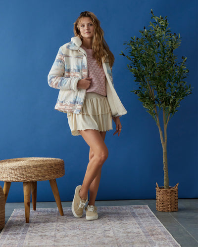 FALLON SOUTHWESTERN PRINT SHERPA-LINED SHIRT JACKET