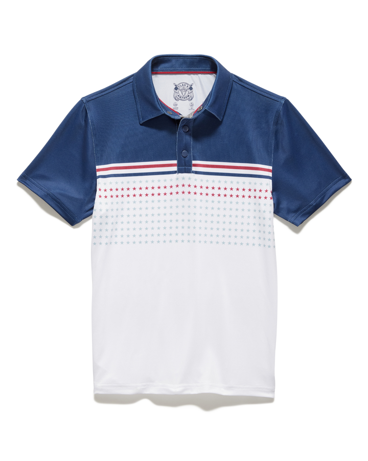 BOYS BANNER STARS & STRIPES BLOCKED PERFORMANCE POLO