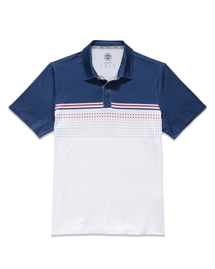 BANNER STARS & STRIPES BLOCKED PERFORMANCE POLO