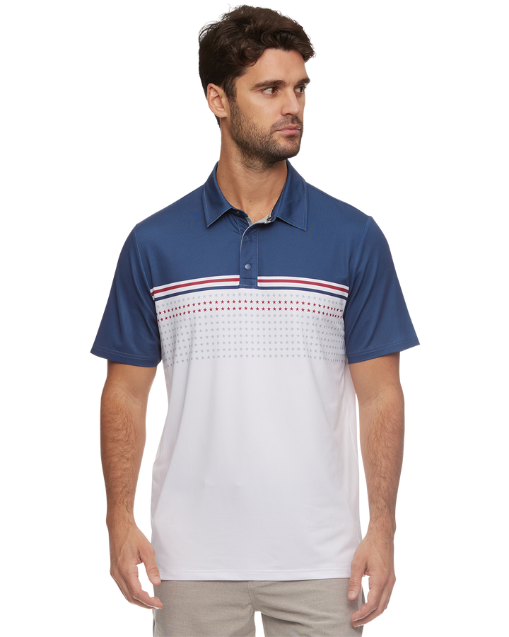 BANNER STARS & STRIPES BLOCKED PERFORMANCE POLO