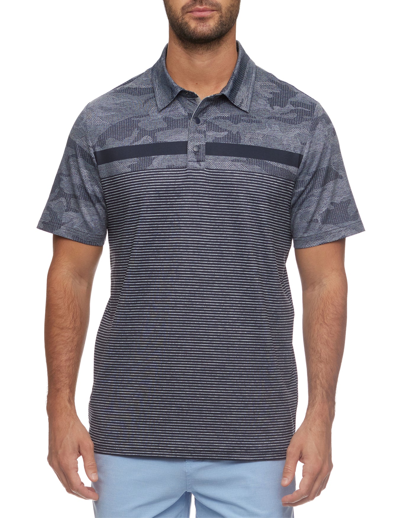 HUTCHINSON CAMO BLOCKED PERFORMANCE POLO