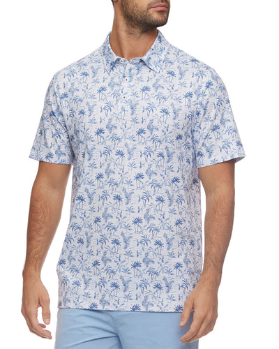 WILMETTE STRIPED TROPICAL PRINT PERFORMANCE POLO