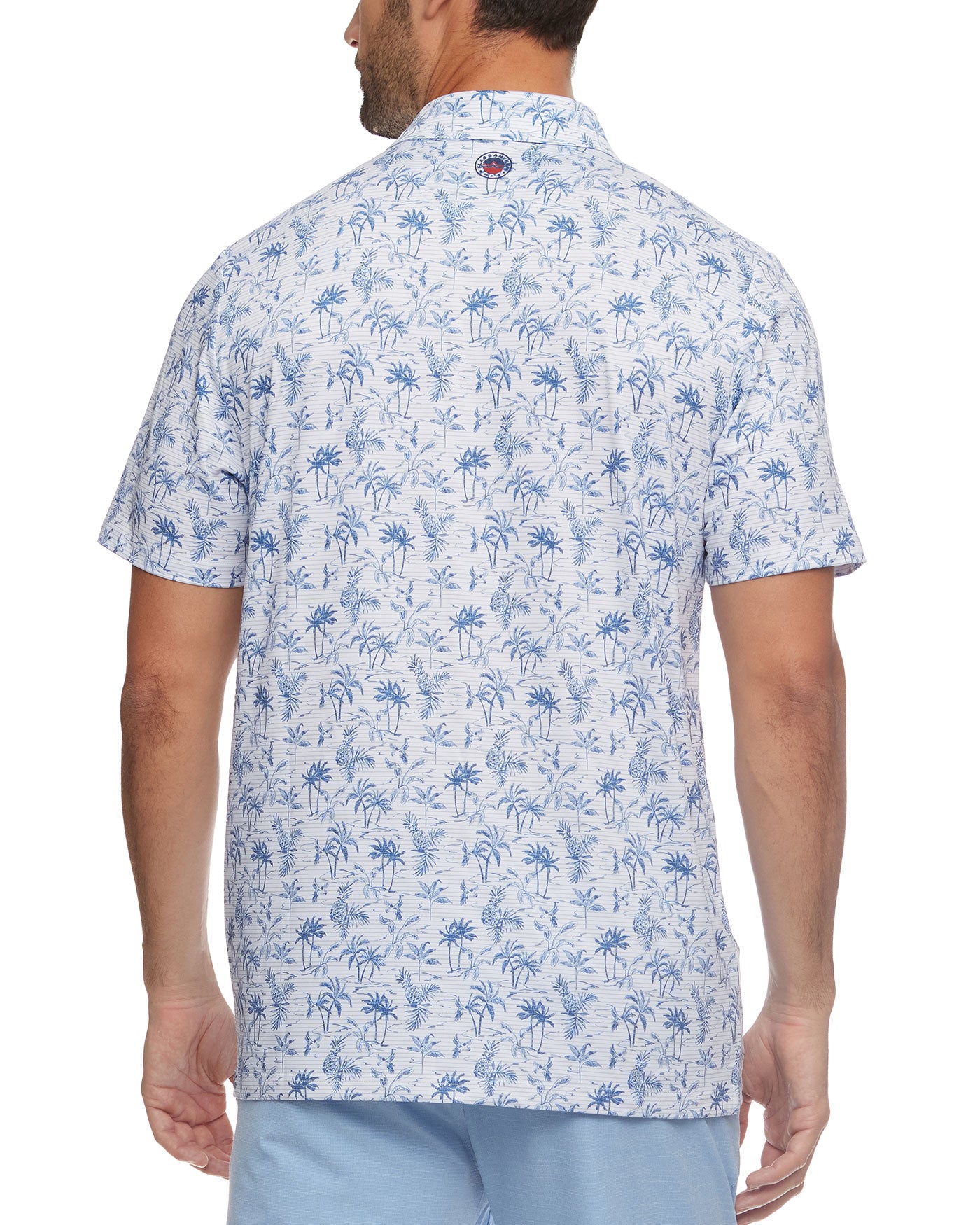WILMETTE STRIPED TROPICAL PRINT PERFORMANCE POLO