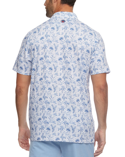 WILMETTE STRIPED TROPICAL PRINT PERFORMANCE POLO