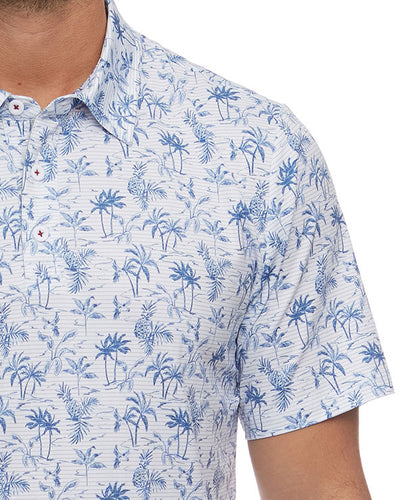 WILMETTE STRIPED TROPICAL PRINT PERFORMANCE POLO