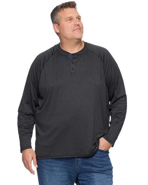 TNRCN EVERCORE HENLEY TECH TEE ブラック M-COREKT1718BG-HANOVER-LS-