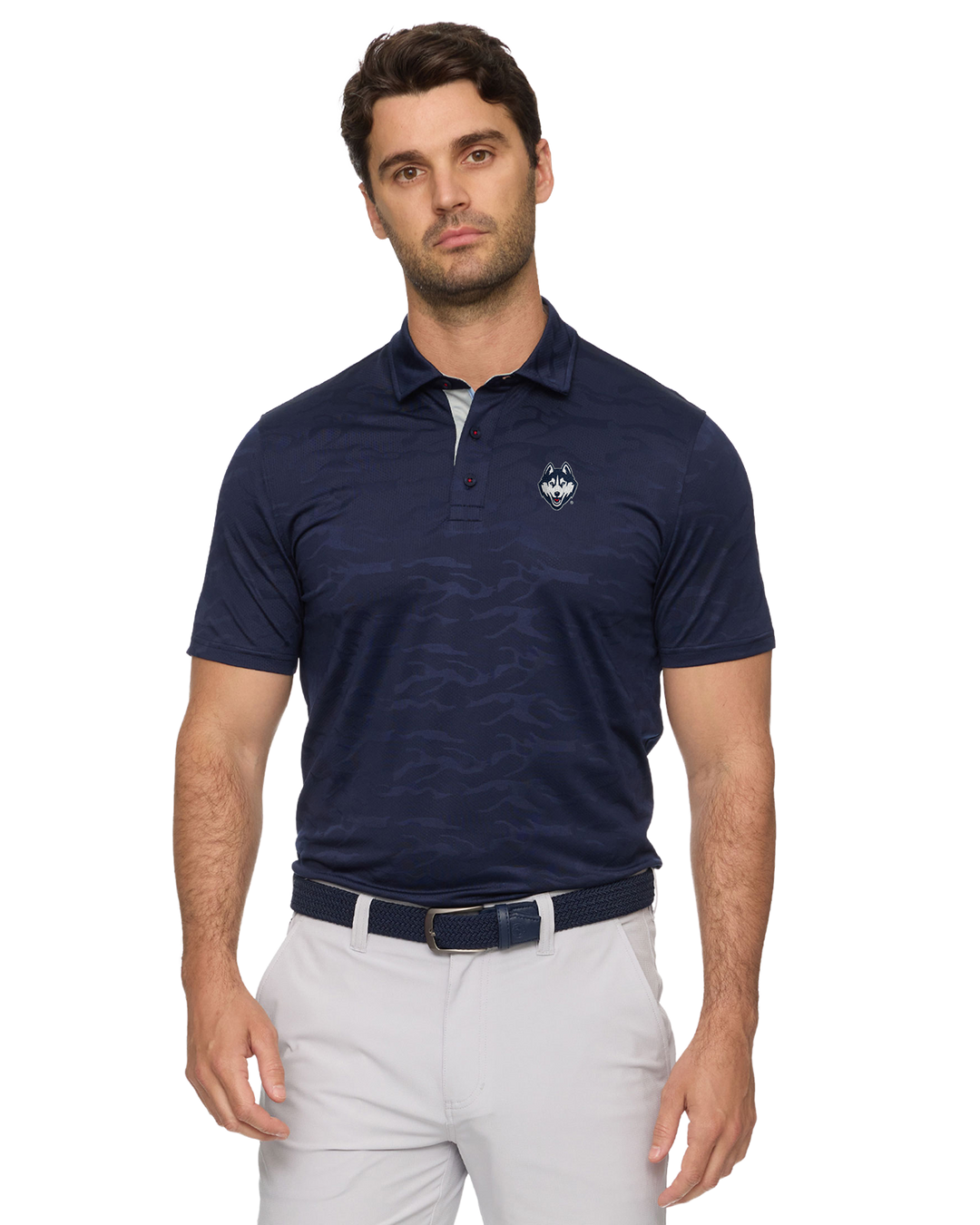 UCONN ARCADIA CAMO PERFORMANCE POLO