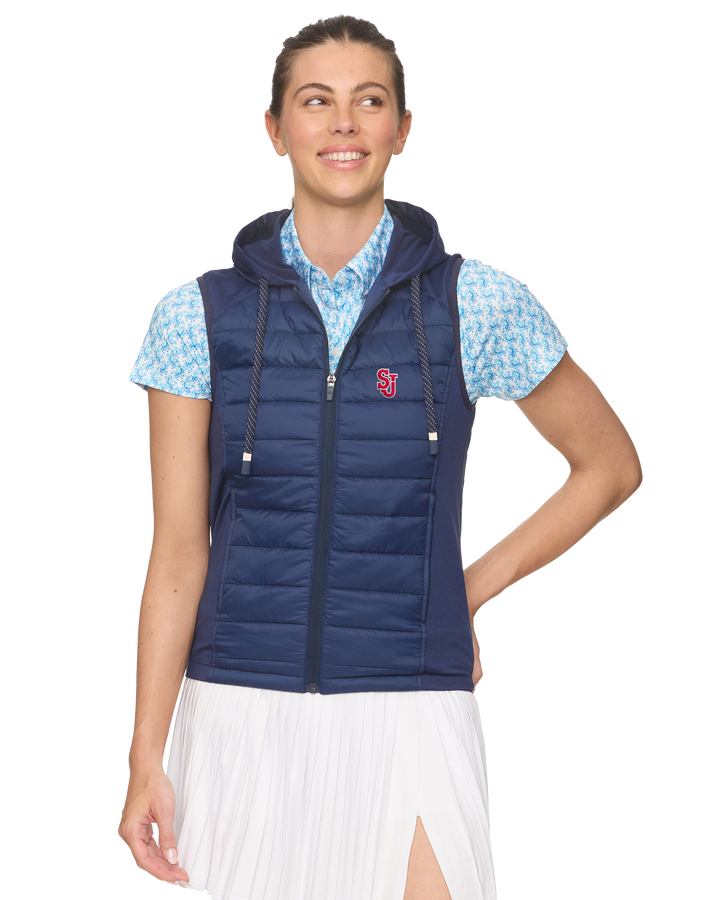 ST. JOHN'S MADEFLEX MOVEMENT PERFORMANCE HOODED PUFFER VEST
