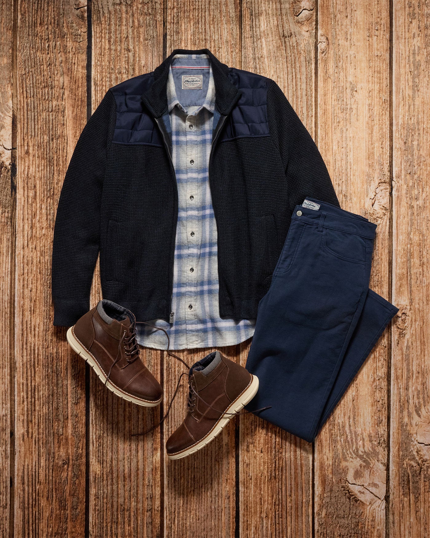 RHINELAND FLEECE-LINED MIXED MEDIA FULL-ZIP SWEATER – Flag & Anthem