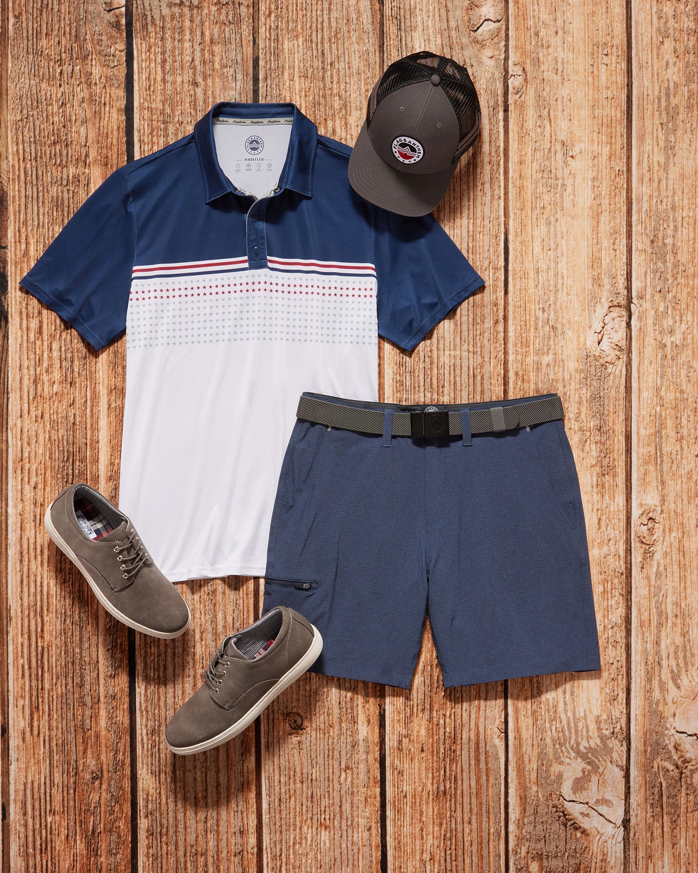 Men s Banner Stars Stripes Blocked Performance Polo Shirt Big Tall Athletic Fit Flag Anthem Big Tall