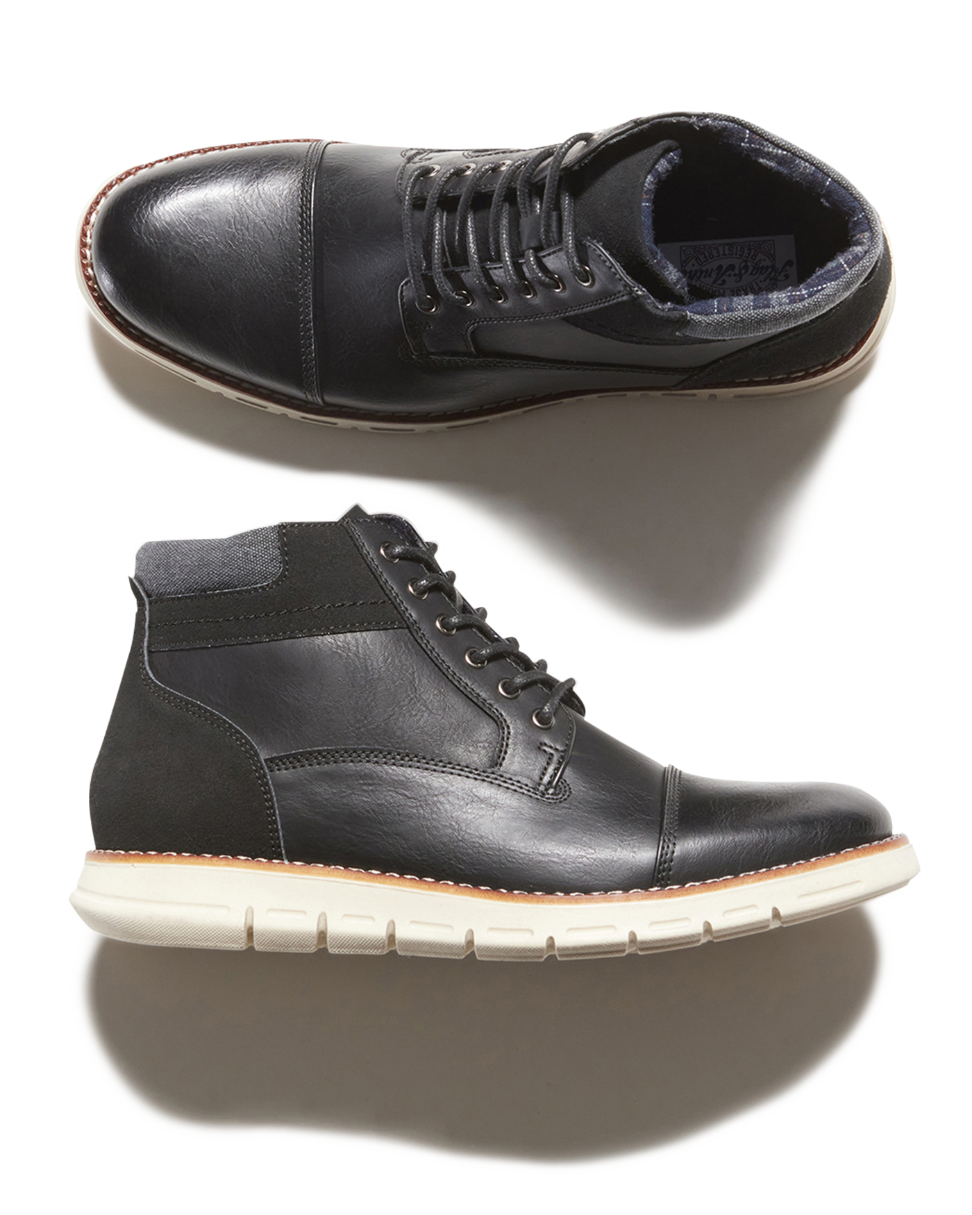 Flag & Anthem Black Men\'s Lace-Up Leather & Wool Ankle Boots with Plaid Lining Men main image 4