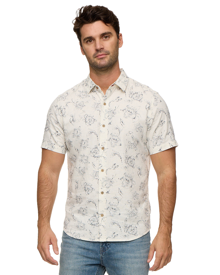 NEWVILLE FLORAL PRINT LINEN SHIRT