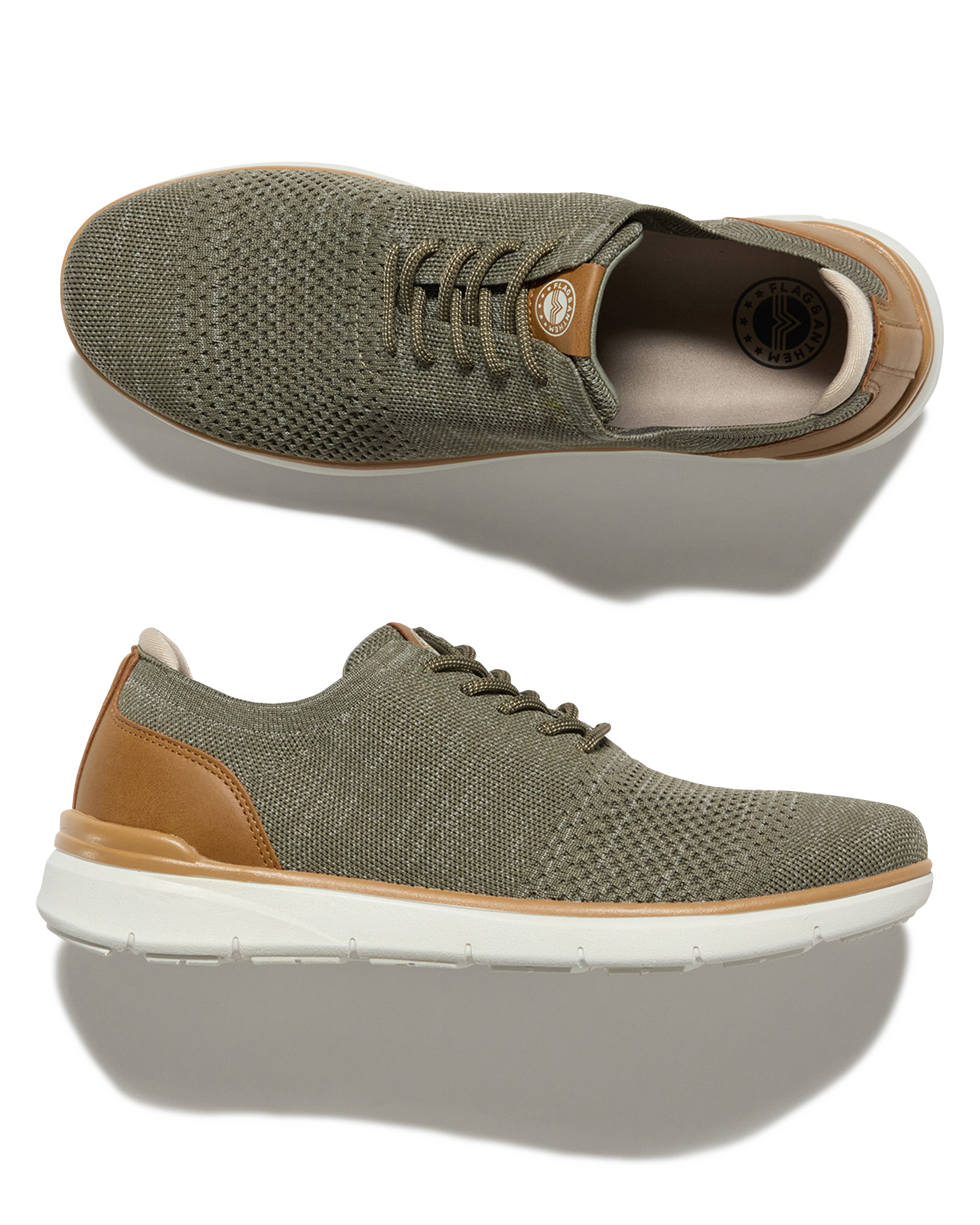 ?Men\'s Brown/Grey Knit Pull on Comfortable Elastic Adjustable Non Slip Shoes Men main image 2