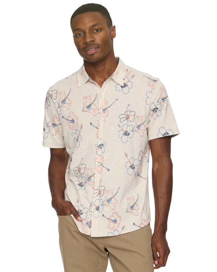 COLLINS HIBISCUS PRINT KNIT SHIRT