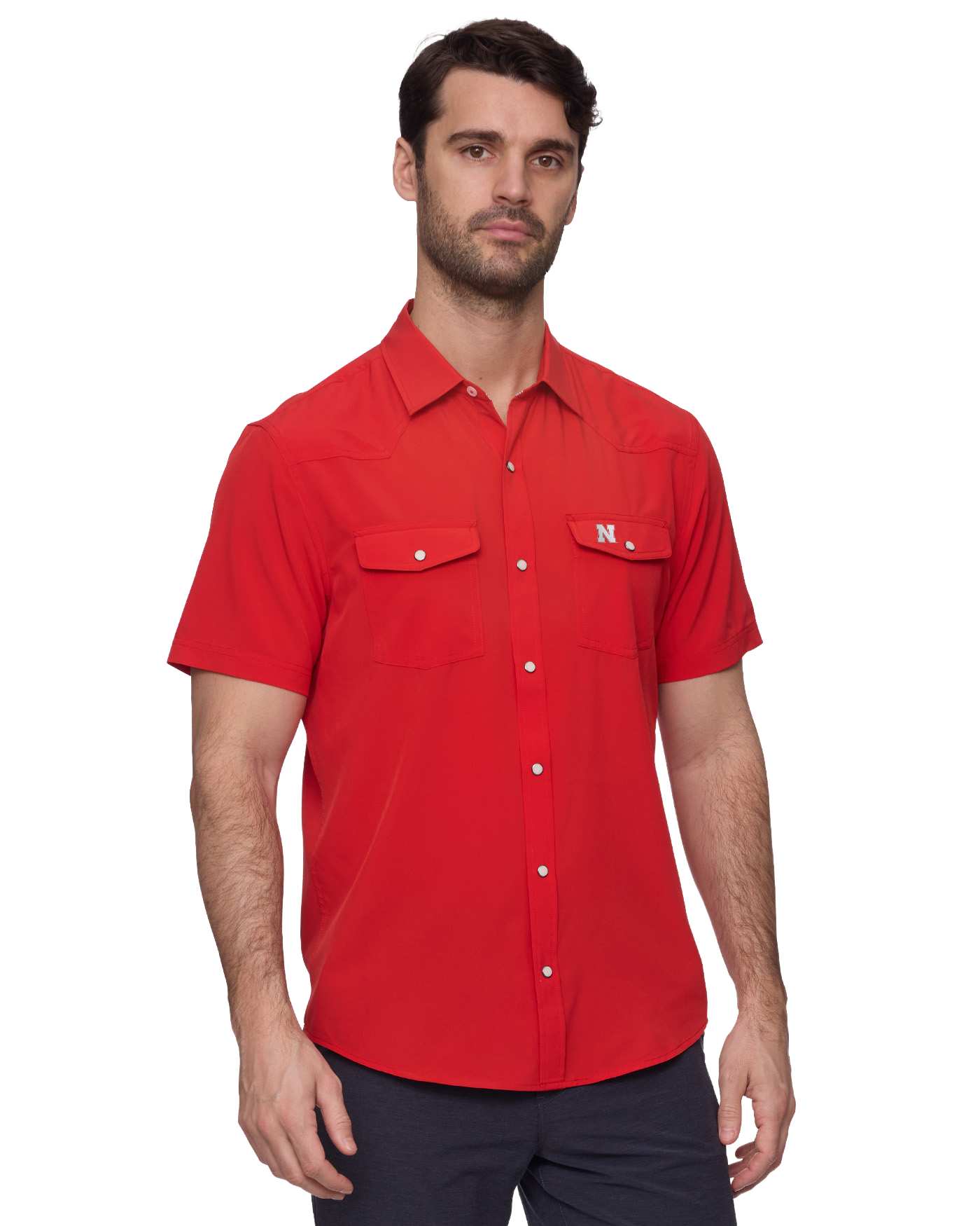 nebraska dress shirt Nebraska Tailgater Pearl Snap Button Down Long Sleeve Shirt Black / xl