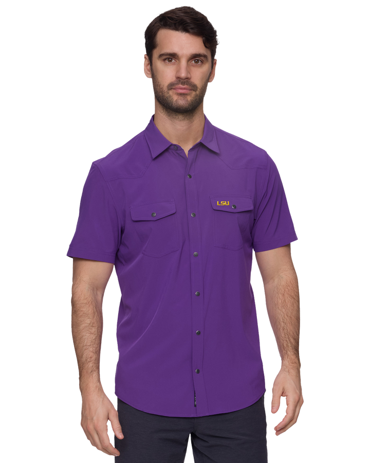 Men's LSU Upf Performance Ss Western Shirt
