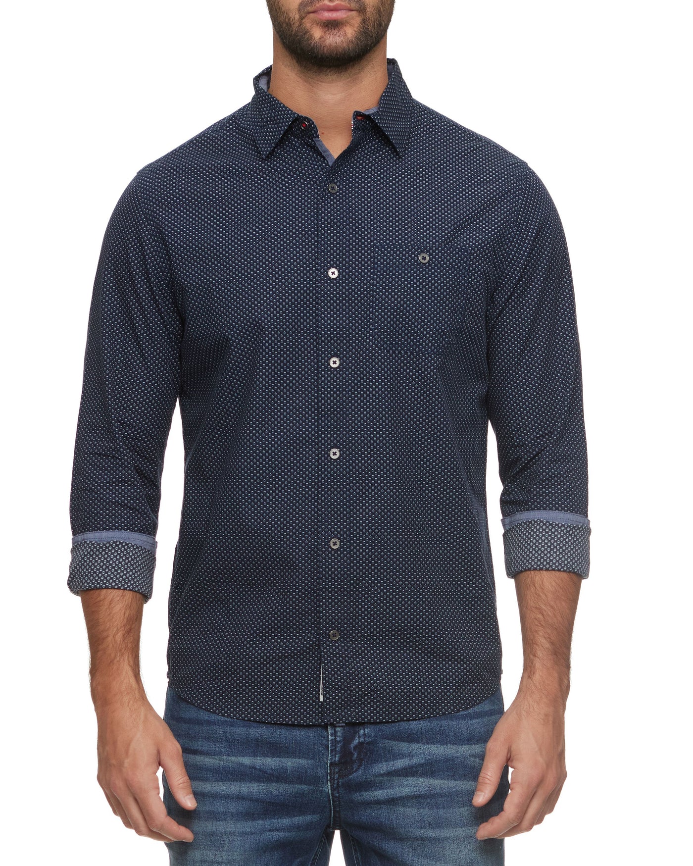 WOODWORTH DOT PRINT POPLIN SHIRT