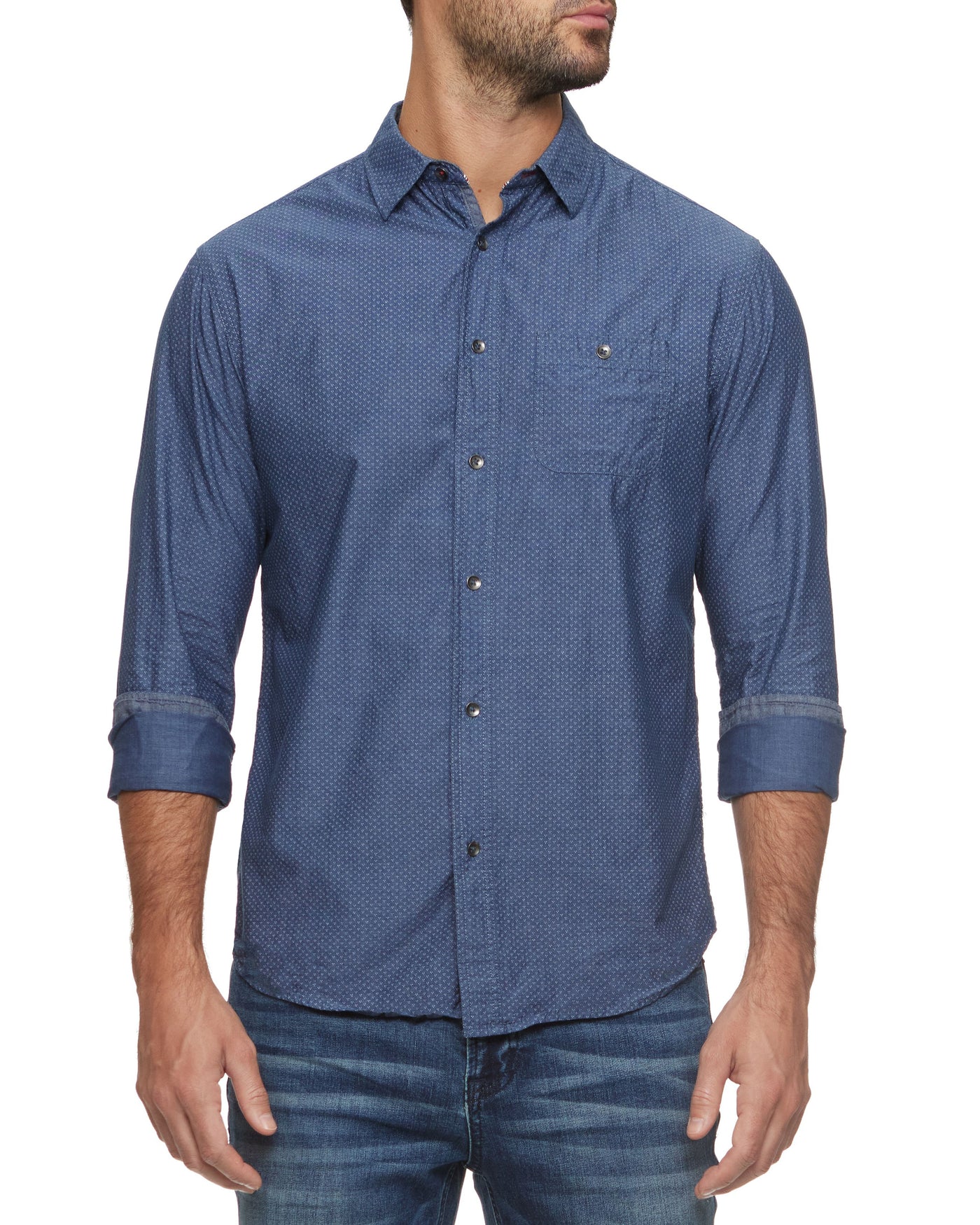 DENNARED DOT PRINT SLUB SHIRT
