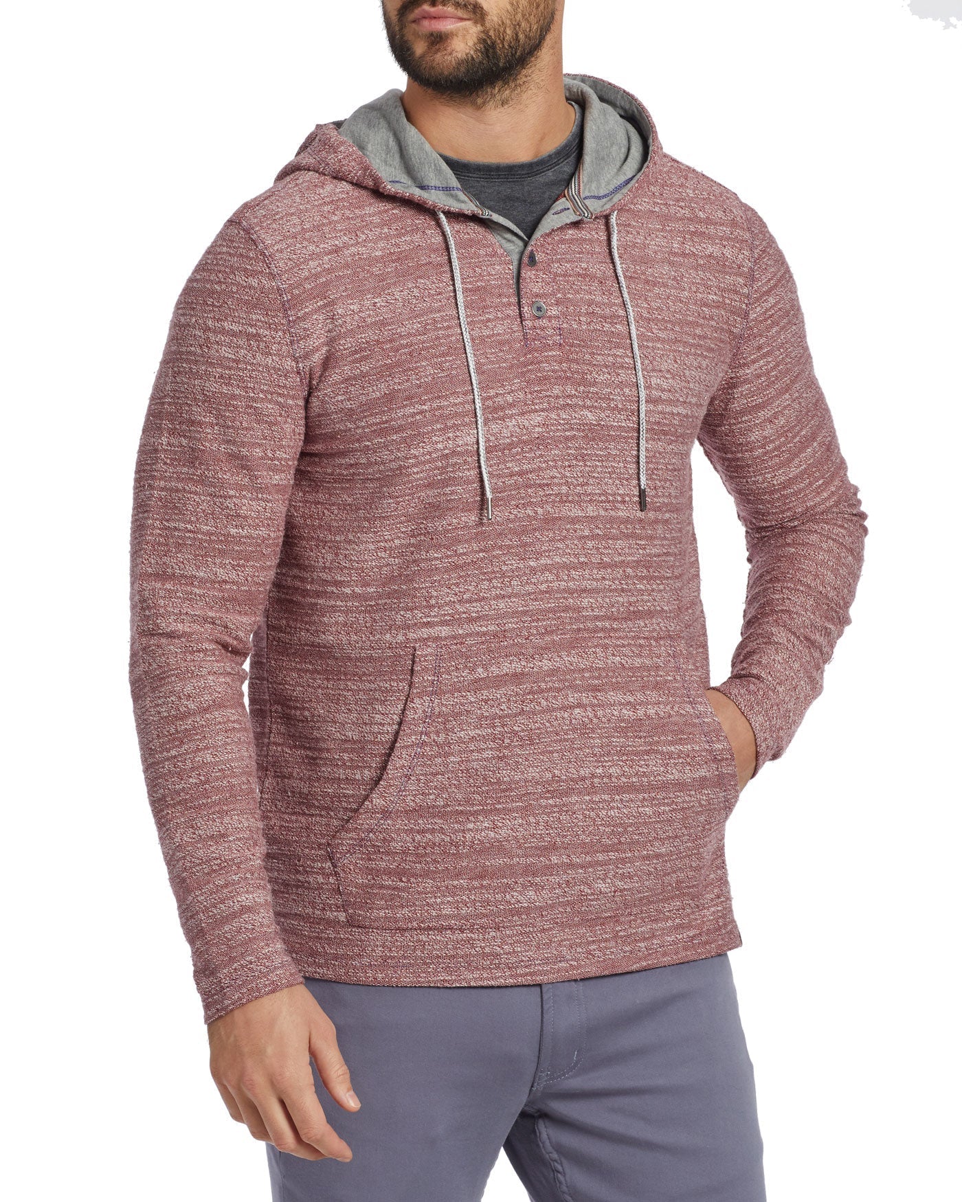 RILEY TEXTURED TERRY HOODED HENLEY